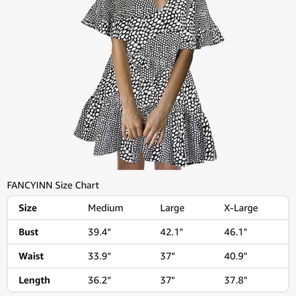 Flowy Patterned Dress. Size large. EUC. Worn once. - Picture 2 of 7